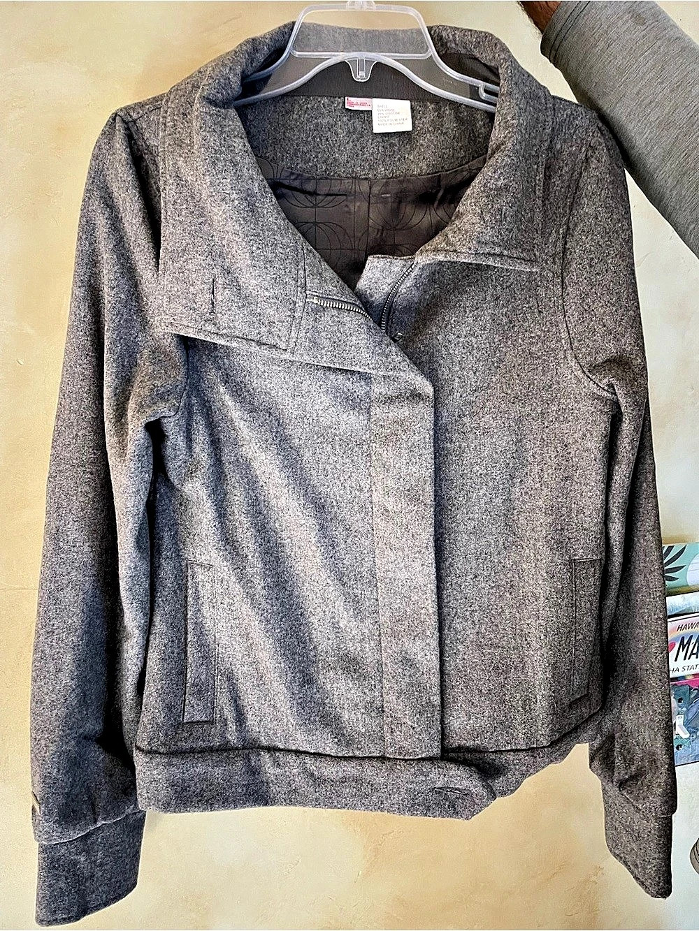 Gray Wool-Blend Bomber Jacket Size Large